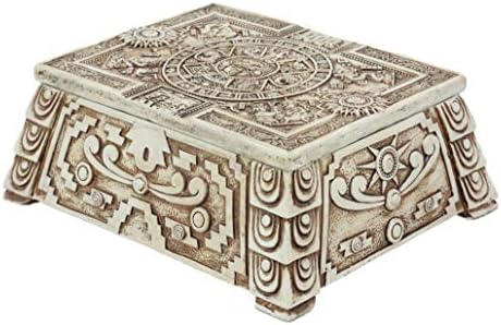 Ebros Gift Mexica Aztec Maya Solar Sun Gods and Goddesses Mesoamerican Calendar Jewelry Treasure Trinket Jewelry Box Figurine