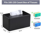 Extra Large Tissue Box Cover for Standard Size 180 to 230 Count Box of Tissues, PU Leather Rectangle Tissue Holder with Magnetic Closure (Black)
