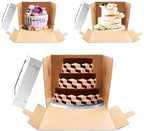 JJO Tall Cake Boxes for Tier Cakes, 14x14x12 Inches 3 Pack,Whie Cake Boxes with Window,Disposable Cake Containers, Sturdy Wedding Tall Cake Carrier