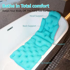 Full Body Bath Pillow, 51"x16" Thick Bathtub Cushion with Laundry Bag, Neck & Back Support Pillow for Bathtub, Ocean Blue