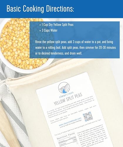 CLEAR CREEK Certified Glyphosate Residue Free Yellow Split Peas | 4 lb | Non-GMO | Kosher | Vegan