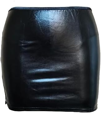 Women's PVC Leather Wet Look Mini Skirt Clubbing Pole Dance with G-String