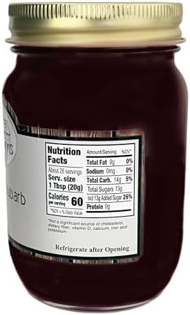 Redhawk Farms Strawberry Rhubarb Jam - Strawberry Sauce - Homemade Jams, Jellies & Preserves (18 oz, 2 Pack)