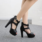 fereshte Women's Platform Chunky Block High Heel Peep-Toe Dress Sandals