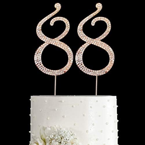 MAGJUCHE Gold 88" Crystal Cake Topper, Number 88 Rhinestones 88th Birthday Cake Topper, Men or Women Birthday or 88th Anniversary Party Decoration Supply