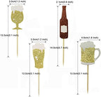Morndew 24 PCS Goblet Beer Glass Champagne Cheers Cupcake Toppers for Festival New Year Party Celebration Party Birthday Party Wedding Party Decorations