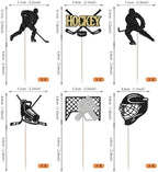 Rsstarxi 24 Pack Hockey Cupcake Toppers Black Glitter Hockey Players Cupcake Picks Ice Hockey Theme Birthday Cake Decorations for Baby Shower Boys Girls Birthday Party Decorations