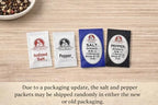 Salt and Pepper Packets - 250 Pack Iodized Salt, 250 Pack Pepper Combo, Total 500 Individual Wrapped Packets, 250 of Each, For Travel, Camping, Everyday Use