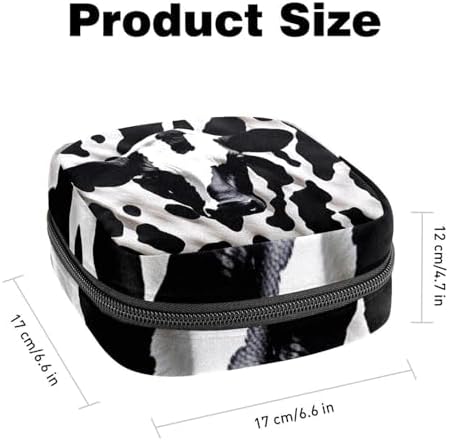 Sanitary Napkin Storage Bag,Period Bag,Cow Print White Black,Sanitary Bags for Feminine Products