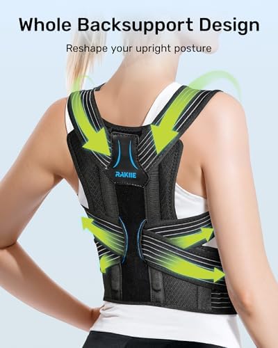 Rakiie All-round Back Belt Support for Women Men, Breathable Durable Lumbar Support Brace, Lightweight and Invisible Under Clothing, Back Support Brace for Scoliosis Hunchback, Size XL (Upper Waist: 47.2"-53.2")