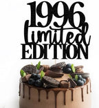 Limited EDITION 1996 cake topper 30th birthday happy birthday cake topper men and women cheer 30 years old handmade black glitter cake decoration (1996)