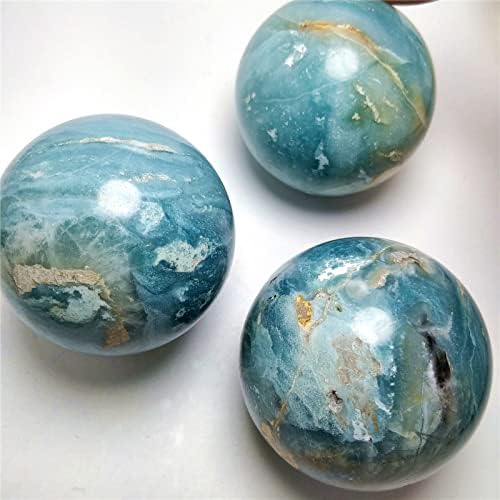 Natural Caribbean Calcite Ball Blue Quartz Crystal Calcite Sphere Gemstone for Home Decor,1pcs,50-60mm
