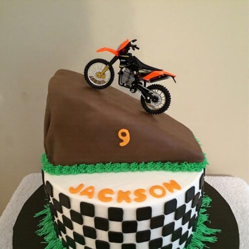 BiBo Dirt Bike Cake Topper, 31 PCS Motorcycle Birthday Party Decorations, Dirtbike Cupcake Toppers for Motocross Race Car Theme Birthday Party Decor Supplies (Orange)