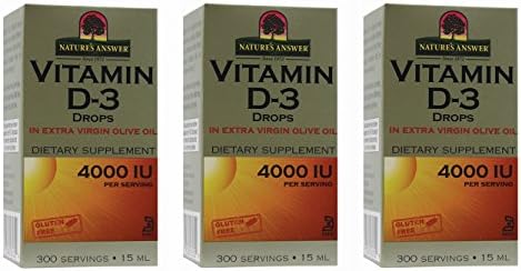Nature's Answer Vitamin D-3 Drops 4000 LU, 0.5-Ounce, 3 count
