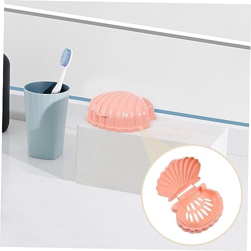 Cabilock 2 Pcs Pink Shell Shaped Soap Holders PP Material Self Draining Soap Dishes for Bathroom Kitchen Bar Organizer for Small Items