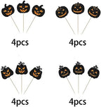 Rsstarxi 24 Pack Halloween Pumpkin Cupcake Toppers, Glitter Jack-O-Lantern, Perfect for Pumpkin, Fall, Baby Shower, Birthday, Halloween, Thanksgiving Parties