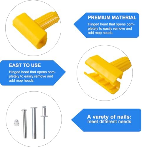 Matthew 2Pcs Commercial Mop Head Clamps Mop Clip Mop Handle Part,Quick Change Head Mop Handle,Detachable mop Head clamp Wax Mop Plastic Color Separation (Yellow)