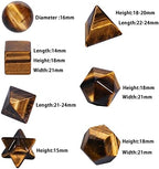 Nupuyai Pack of 7 Natural Tiger's Eye Stone Healing Platonic Solids Crystal Set with Merkaba Star Geometry Energy Stone Kit for Reiki Meditation Home Decor