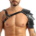 Men Medieval Leather Shoulder Armor Halloween Cosplay Knight Body Chest Harness Adjustable Viking Shoulder Pad