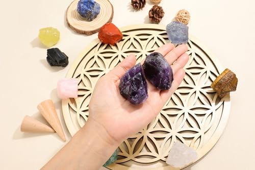 Jovivi 2pcs Raw Amethyst Crystals,Large 1.6-2.2" Healing Crystals Natural Rough Stones Crystal for Tumbling, Cabbing, Home Decoration, Polishing, Wicca & Reiki