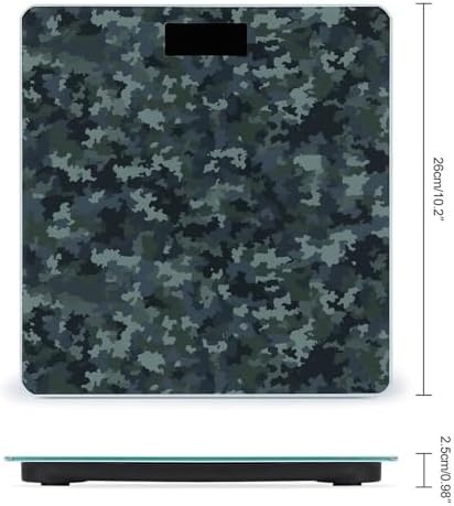 Camo Pattern Scale for Body Weight Highly Accurate Digital Bathroom Body Scale Bright LCD Display & Large Clear Numbers Tempered Glass Safe Rounded Corners for Home Use