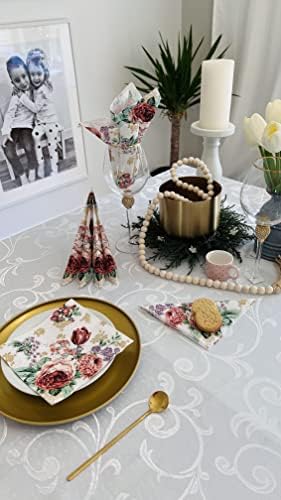 AM Décor - 20 Count Soft 3-Ply Tissue Decoupage Luncheon Paper Napkins -13" x 13" (Unfolded) (Mysterious Roses, 13x13 Inch (Pack of 20))