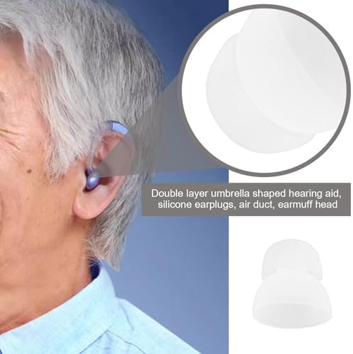 6 Pairs Transparent Hearing Aid Domes Soft Silicone Double Layer Audiphone Ear Tips Replacements Earbud Audiphone Closed Domes Small & Medium & Large