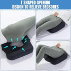 HOMBYS Memory Foam Bed Sore Cushions for Butt,Bedsore Pressure Relief Pillow for Sleeping and Sitting,Cushion for Bed Sores on Buttocks, T Shaped Opening Tailbone Pillow, Patent Pending(Dark Grey)