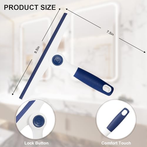 Window Squeegee for Glass Doors，All-Purpose 9.7” Window Cleaning Squeegee, Handheld for Windows, Car Windshields & More，Grey (9.5" Window Squeegee)
