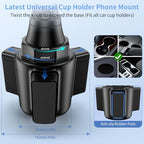 bokilino Cup Phone Mount for Car, [Upgraded Version] Universal Cup Phone Cradle Holder with Long and Adjustable Neck, Friendly Compatible with Cell Phone iPhone, Samsung, Google and All Smartphones