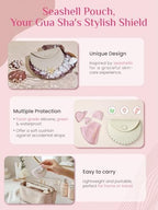 Rena Chris Gua Sha Facial Tools, Rose Quartz Guasha Tool for Acupuncture, Manual Massage Tool for Jawline Sculpting and Puffiness Reducing, Gua Sha Facial Massage Tool with Silicone Case (Rose Pink)