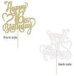 Gold Glitter Happy 16th Birthday Cake Topper - 16 Anniversary/Birthday - Hello 16, Cheers to 16 Years,16 & Fabulous Cake Topper Party Decoration