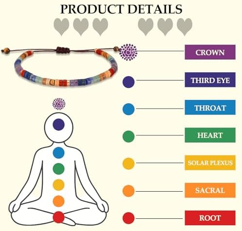 Huquary 9 Pcs Chakra Bracelets for Women Healing Crystals Stones Bracelet 7 Chakras Spiritual Crystal Bracelet Bangle Yoga Meditation Relax for Women Anxiety Stress Relief Gifts for Friend Sister