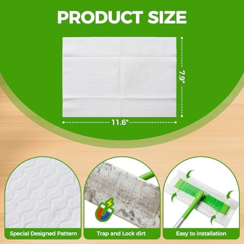 Dry Mop Refills - 160 Count Disposable Dusting Cloths - Electrostatic Cloths - 7.9"x11.6" Box Packing