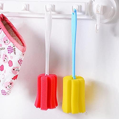 1Pcs Dishwashing Foam Sponge Brush with Long Handle for Wine Glasses, Coffee Mugs, Water Bottles, Pots, Cups, Soft Scrubber for Kitchen Cleaning (Random Color, 20x5x5cm)