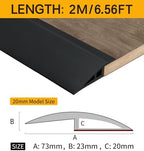 BNELL Carpet & Floor Edging Trim Strip,Self Adhesive-PVC Floor Transition Strip,Threshold Transitions Suitable for Threshold Height Less Than 20mm (6.56FT_Black)