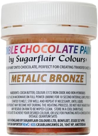 Sugarflair Metallic Bronze Chocolate Paint - Coloured Cocoa Butter for Painting Directly Onto Chocolate, Transfer Sheets or Moulds - 35g