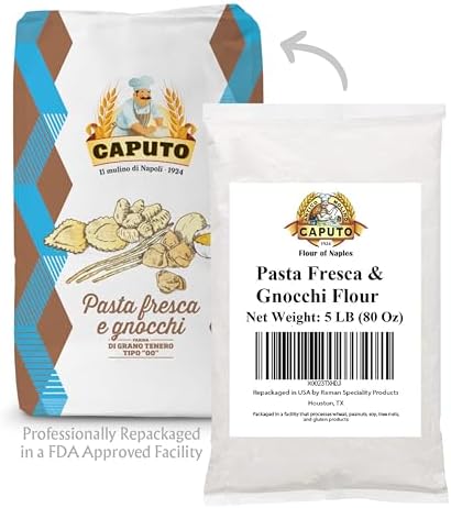 00 Antimo Caputo Pasta & Gnocchi Flour 5 Lb Repack- Italian Double Zero Grain Type - Extracted Wheat Blend - All Natural for Pasta Fresca Dough (5LB Repack)