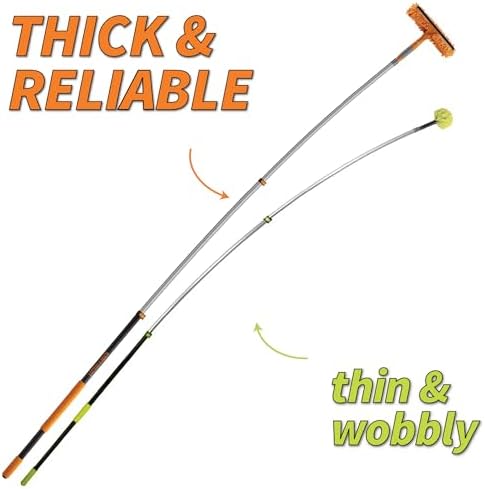 4-12 ft Window Washing Kit with Extension Pole (20+ Foot Reach) // Window Cleaning Tool & Window Washer Squeegee with Telescopic Extension Pole // Best Indoor Outdoor Window Washing Equipment