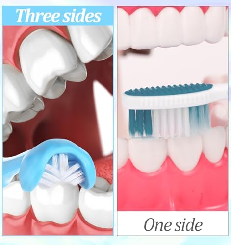 3 Pcs 3 Sided Toothbrush, Autism Toothbrush for Adults & Kids, U-Shaped Soft Bristles for Complete Teeth Care, Autism & Sensory Friendly Design