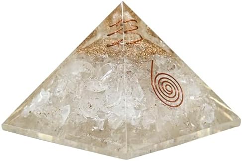 Orgone Pyramid with Clear Quartz Crystal and Healing Coil Quartz Point - Natural Healing Stones Orgonite Energy Generator for Yoga Meditation