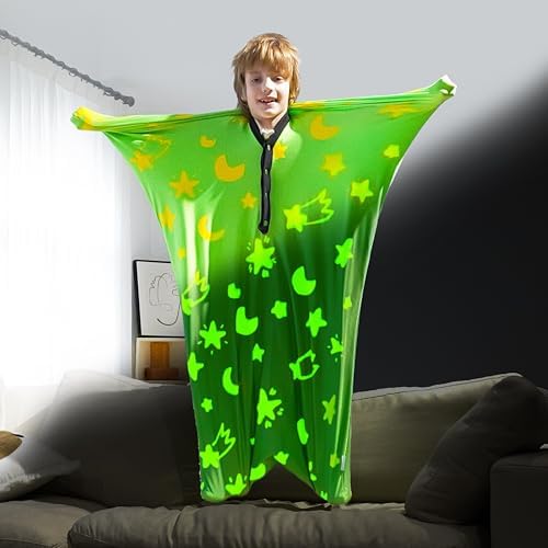 Sensory Body Sock, 47" x 27" Sensory Sack Premium Sensory Sock Glow in The Dark for 6-9 Autistic Children, Good for Height: 41"-51" Medium, Green