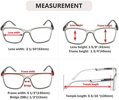 Eyekepper Reading Glasses Large Frame Square Readers Spring Hinges Men Women Blue +1.25