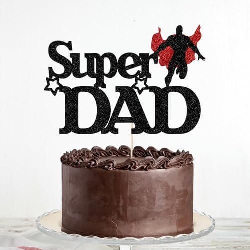 Black Glitter Father's Day Cake Topper Decoration Featured Happy Birthday Dad Cake Party Supplies