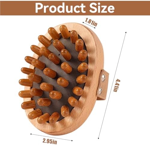 2pcs,Massage Brush for Belly,Wooden Massage Brush for Body and Scalp - Natural Wood Cellulite Massager & Gua Sha Comb for Lymphatic Drainage, Muscle Pain Relief, Body Shaping