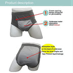 Men's Washable Incontinence Shorts Open Underwear Adults Patient Reusable Breathable Pant Diapers for Adults Prostate 500ml (XX-Large, Grey)