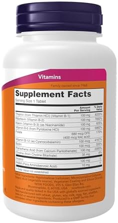 NOW Foods Supplements, Vitamin B-100, Sustained Release, Energy Production*, Nervous System Health*, 100 Tablets