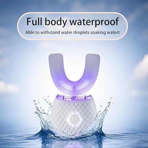 Automatic Toothbrush for Adults Ultrasonic Toothbrush Rechargeable Waterproof Design with Soft Bristles 30s Timer Wireless Charging Portable Travel Home Use (White)