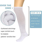 Non-Binding Over the Knee Diabetic Socks for Men, 4 Pairs Circulatory Socks with Cushion Sole