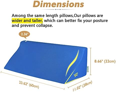 Bed Wedge Pillow for Sleeping Seniors Incline Triangle Pillow Adults Post Surgery Back Support Bedsore Pressure Relief Positioning Foam Medical Wedge Bedridden Patient Body Leg Support（23.6"）